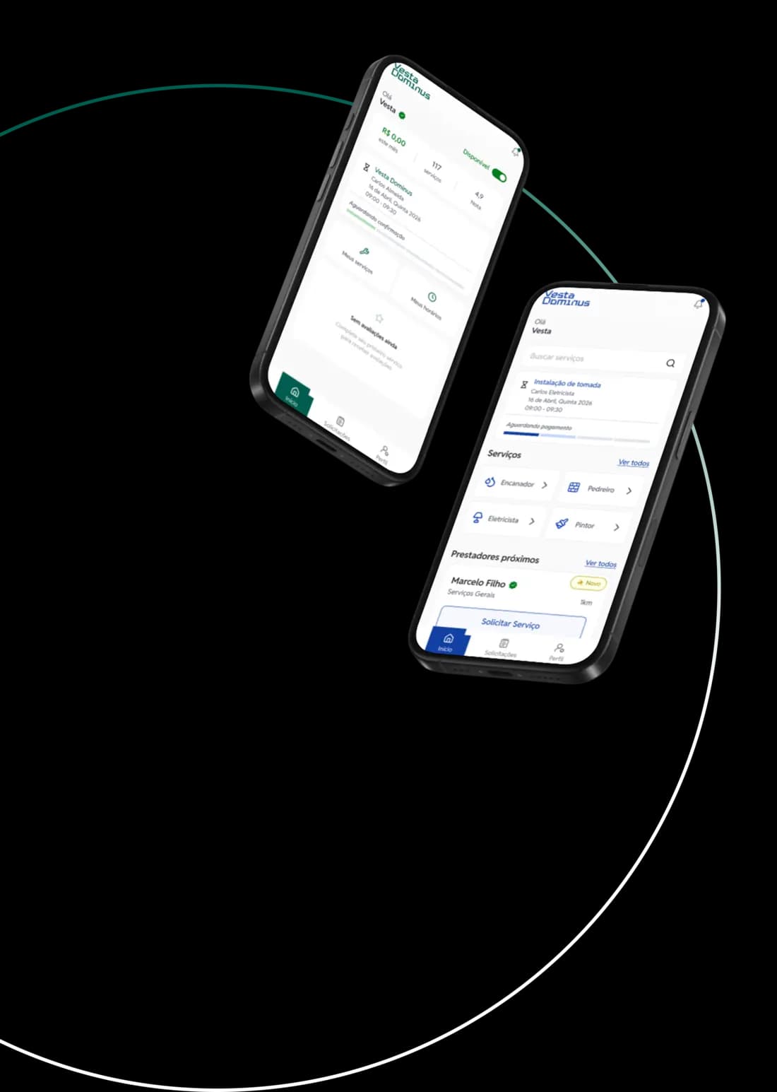 Aplicativo de serviços Vesta para clientes e prestadores